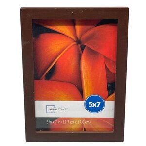 main stays Wood 5x7 picture frame dark brown new with damage & tags READ